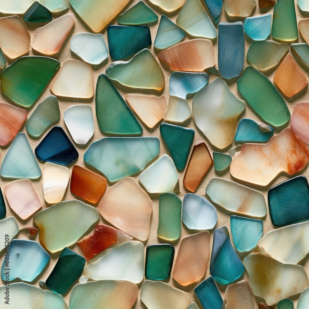 Fototapeta premium Collection of sea glass seamless pattern
