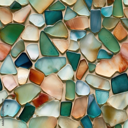 Collection of sea glass seamless pattern