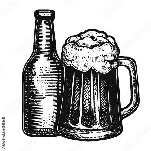 beer mug and bottle sketch
