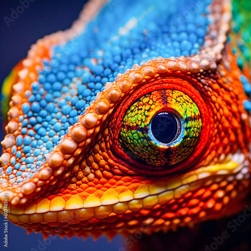 Beautiful eye portrait of a majestic lizard, Generative AI