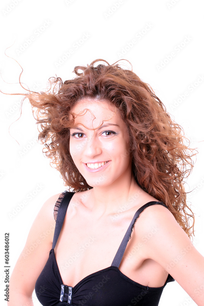 Closeup portrait of a happy young woman smiling isolated on white background Closeup portrait of a happy young woman smiling isolated on white background