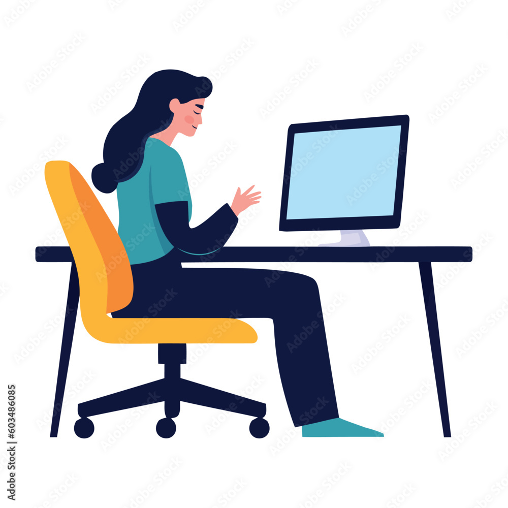 Businesswoman sitting at desk using computer