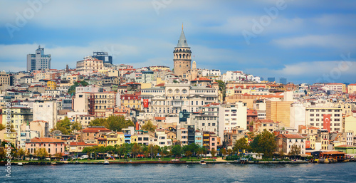 Panoramic view of the Karakoy waterfront, Istanbul city, Turkey