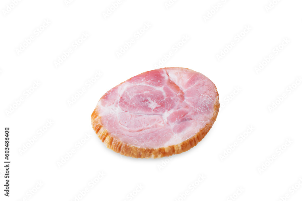 Pork ham slices on a white isolated background