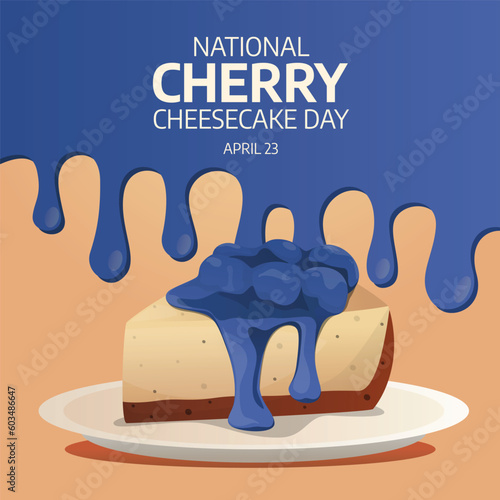 National Blueberry Cheesecake Day vector design for celebration. bluberry cheesecake vector illustration. cake image. flat cake design. blueberry cake image.