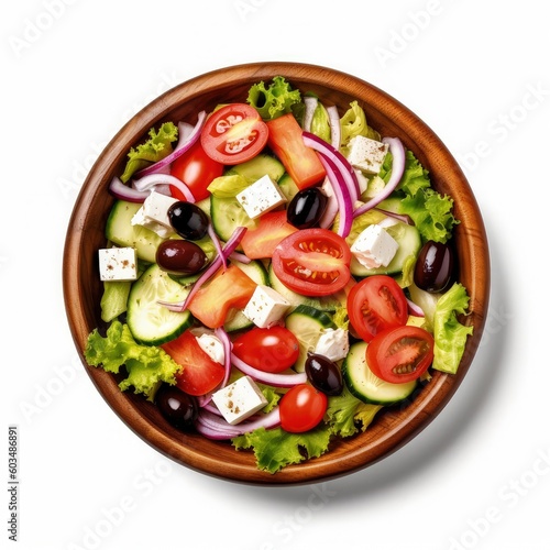 Greek salad isolated. Illustration AI Generative.