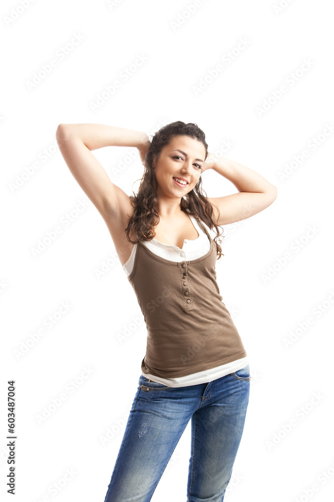Portrait of a happy young woman isolated over white background Portrait of a happy young woman isolated over white background