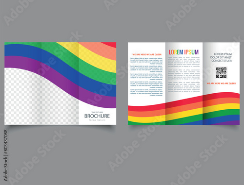 Tri-fold LGBT BROCHURE. Waves. lyer report template. design vector illustration.