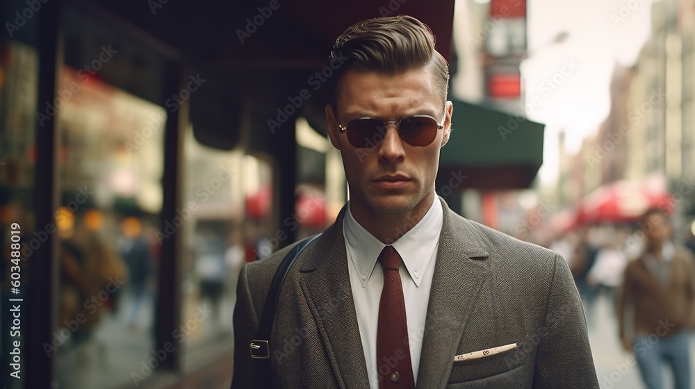 man wearing a business suit walking on the street man wearing a business suit walking on the street