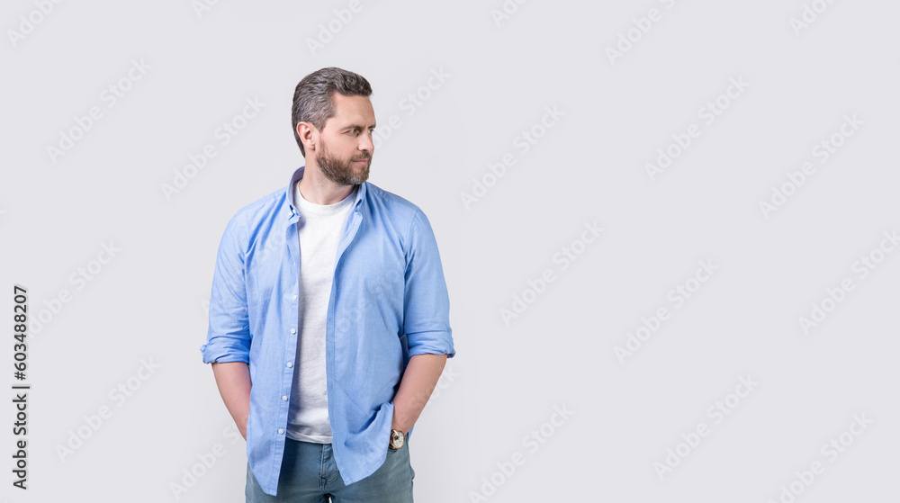 Fototapeta premium photo of handsome mature stylish man with stubble. mature man with stubble