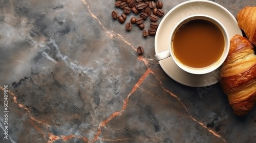 Coffee and croissant. Illustration AI Generative.