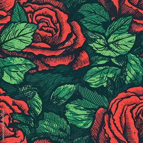 Seamless Colorful Rose Pattern.  Seamless pattern of roses in colorful style. Add color to your digital project with our pattern 