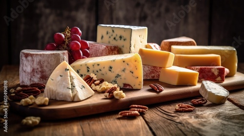  Assortment of cheeses. Illustration AI Generative.