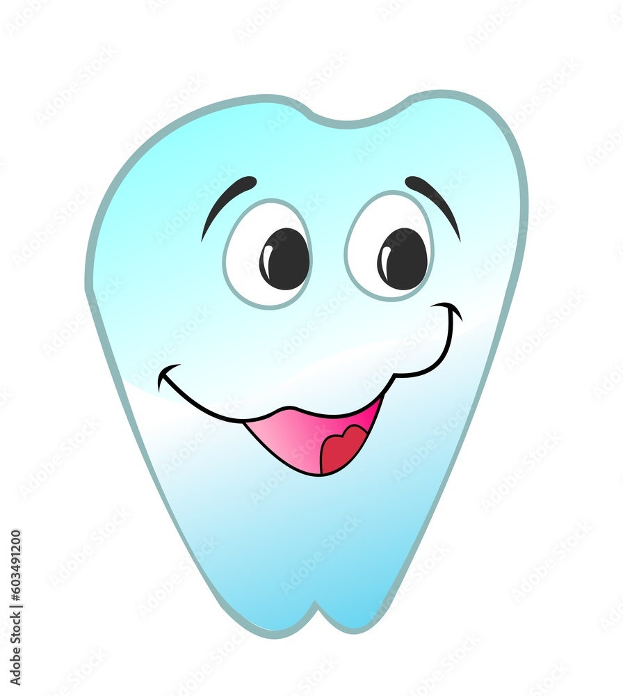 vector illustration of  happy smiling tooth is isolated on white background