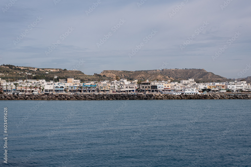 view of the port harbour town seaside ocean sea greece marine greek scenery Mediterranean cruise ship boat travel