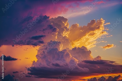 beautiful sunset behind the clouds. Generative AI © 2rogan