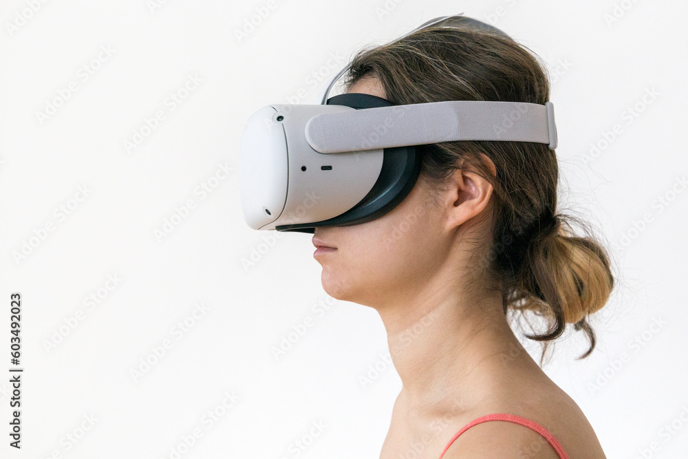 A portrait of a girl in vr glasses A portrait of a girl in vr glasses