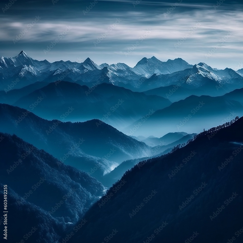 Night and foggy mountains