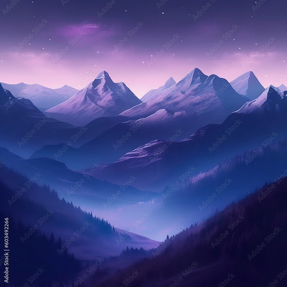 Mistic mountains top purple mood