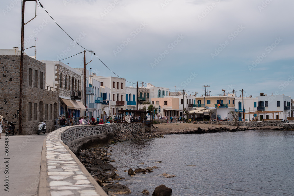 houses on the shore of the sea harbour mandraki town nisyros island greece greek scenery postcard