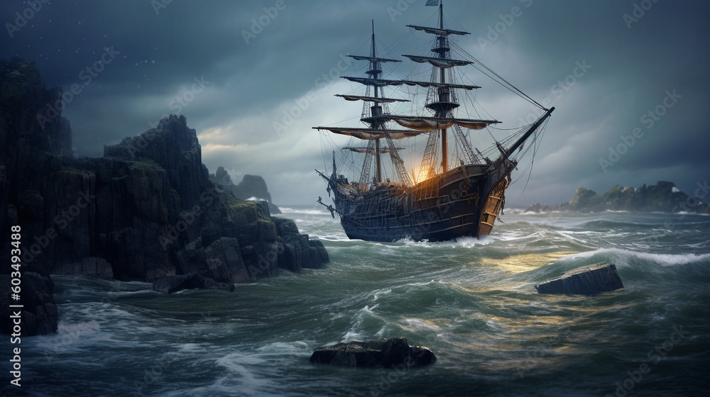 Fototapeta premium ship in the sea