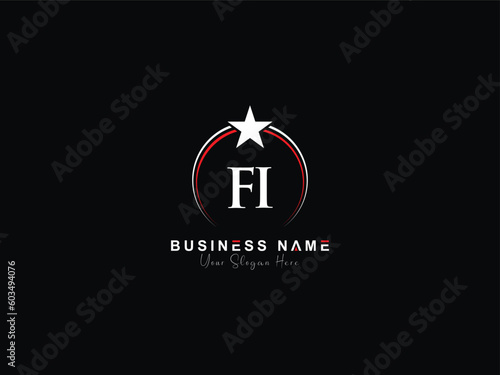 FI, fi initial logo, star Fi letter logo