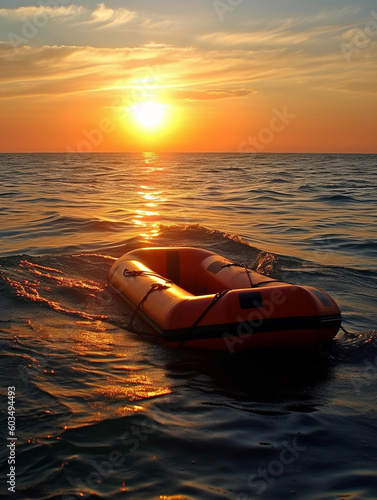boat on sunset, emergency, old boat, medical, accident