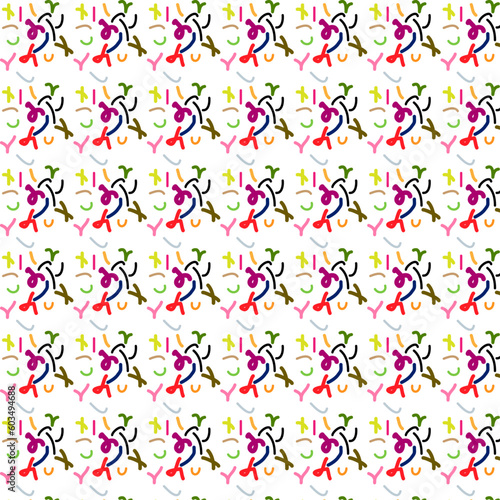 Colorful confetti seamless pattern on white background. Vector illustration