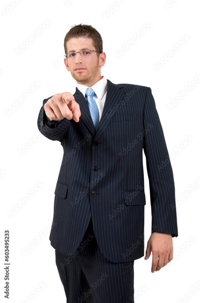 pointing businesman on isolated background pointing businesman on isolated background