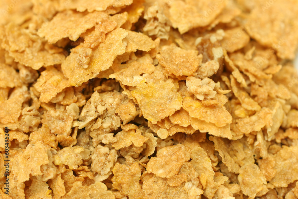 Close up picture of unflavored generic yellow cornflakes Close up picture of unflavored generic yellow cornflakes
