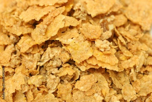 Close up picture of unflavored generic yellow cornflakes