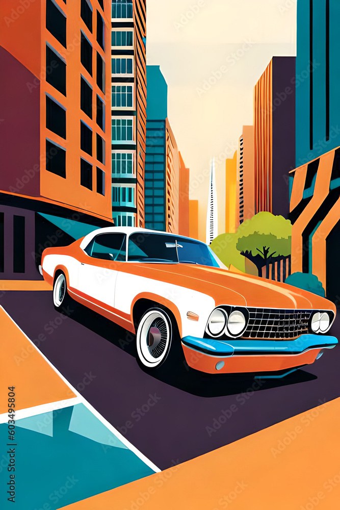 Cartoon 40s car. AI generated illustration