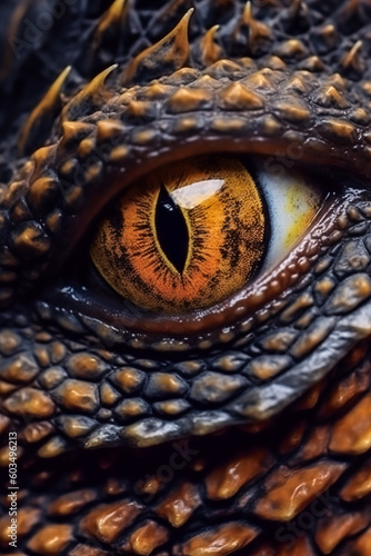 close up of an eye of a lizard