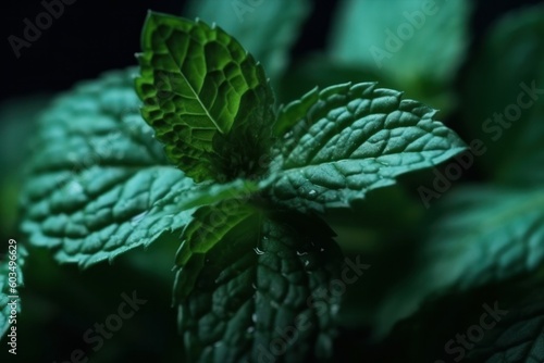 Close up of mint leaves as a background generative ai