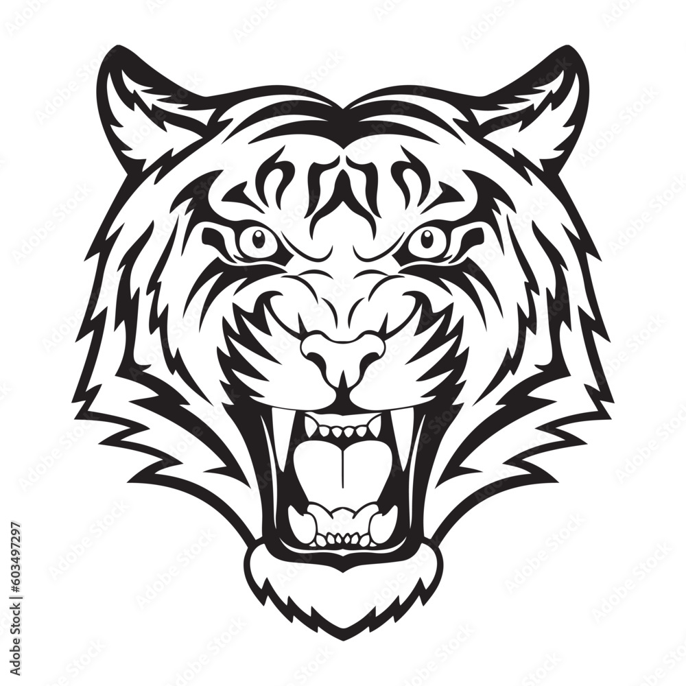 Obraz premium Experience the wild allure of the Tiger Vector. This stunning illustration brings to life the beauty and intensity of the iconic tiger with meticulous attention to detail. 