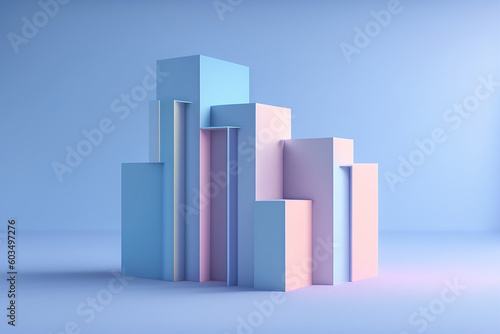 Abstract mock up scene pastel color. Geometry shape objects podium background for product. 3d rendering. 