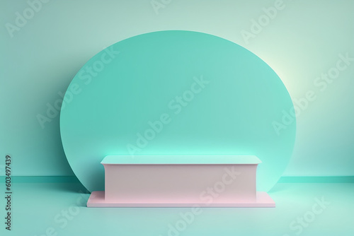 Abstract mock up scene pastel color. Geometry shape objects podium background for product. 3d rendering. 