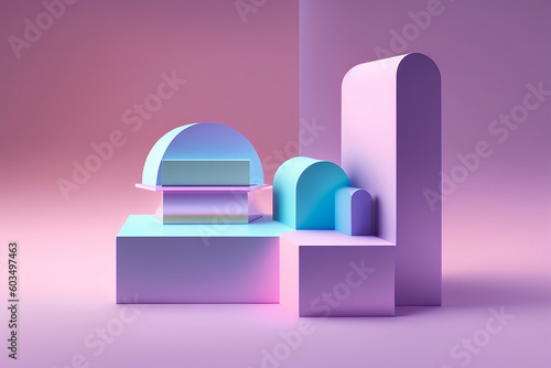 Abstract mock up scene pastel color. Geometry shape objects podium background for product. 3d rendering. 