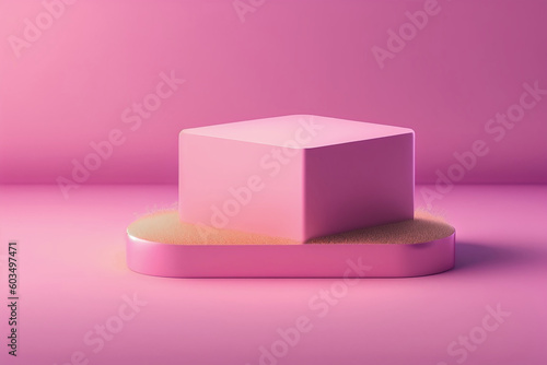 Abstract mock up scene pastel color. Geometry shape objects podium background for product. 3d rendering. 