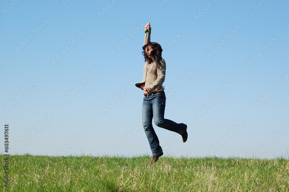 attractive woman on sky background attractive woman on sky background