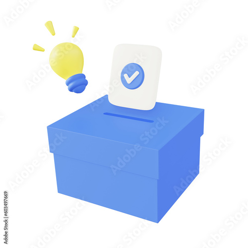 3d illustration icon of blue idea creative box photo