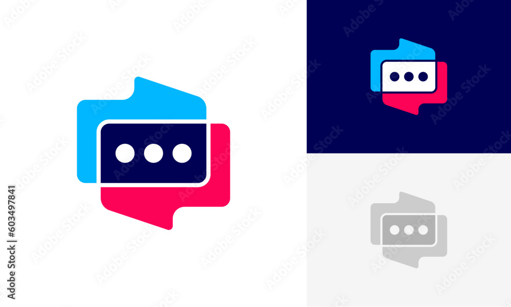 Fototapeta premium Modern chat talk, bubble talk, testimonial review, communication, dialogue, discussion and talk logo design vector 