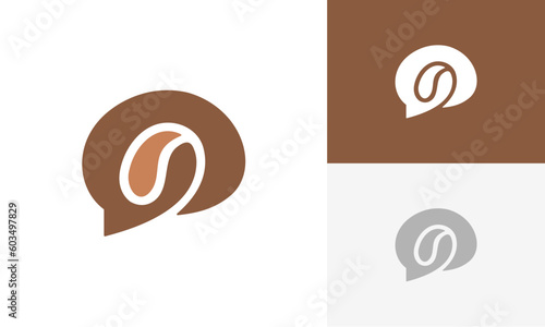 coffee talk chat beans logo vector icon illustration