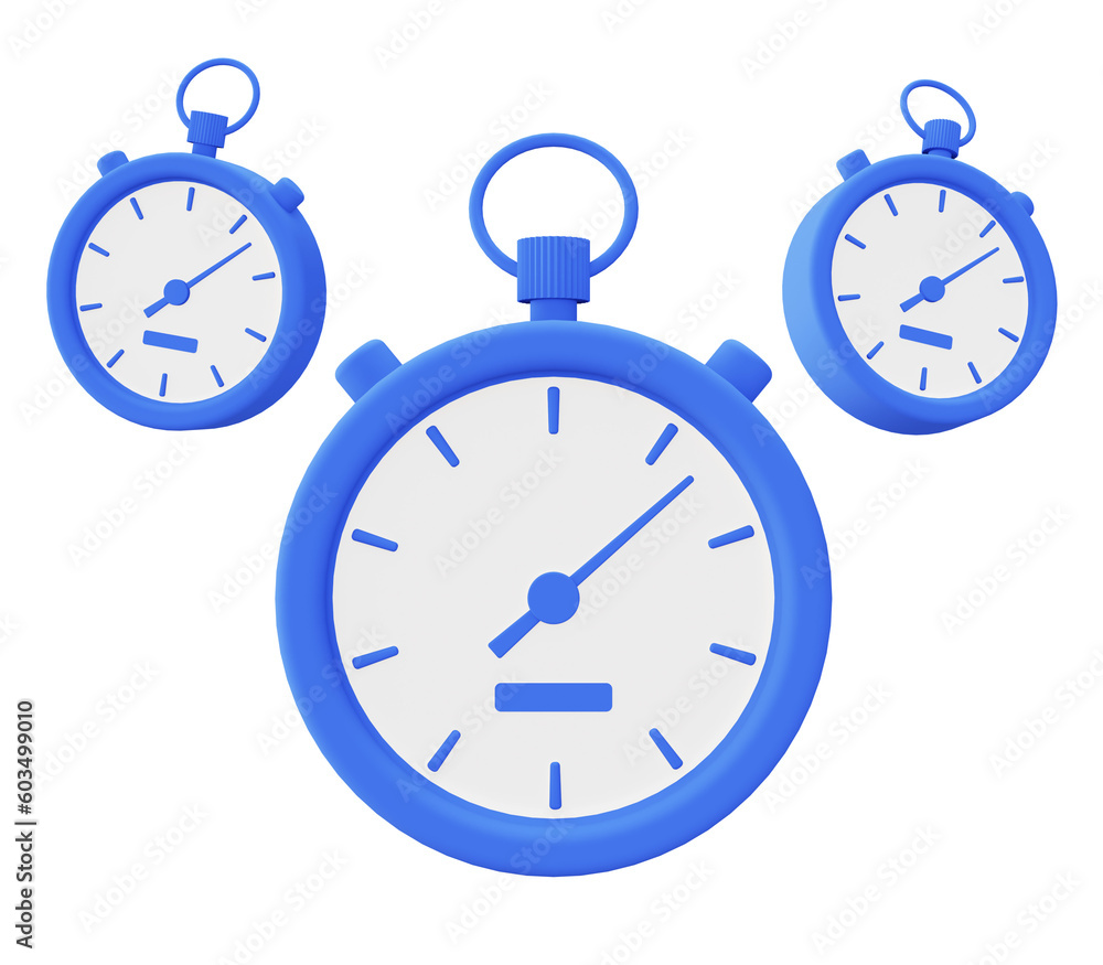 3d illustration icon of blue 3 stopwatch time 3d illustration icon of blue 3 stopwatch time