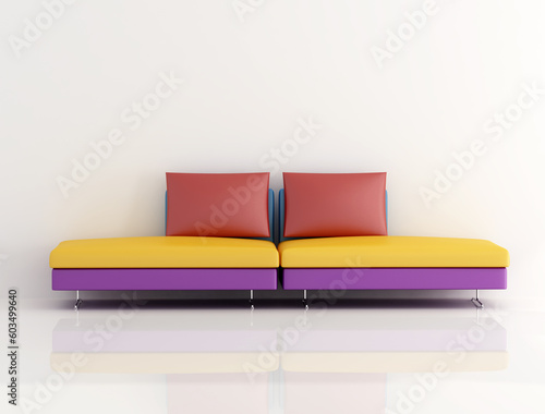 colored modern sofa on white background - digital artwork