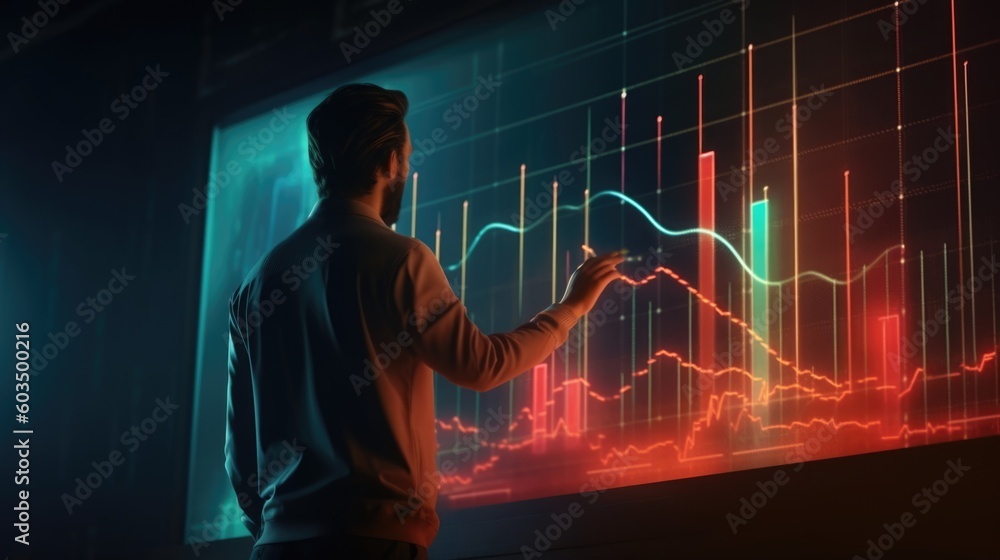 Businessman looking at graph Businessman looking at graph
