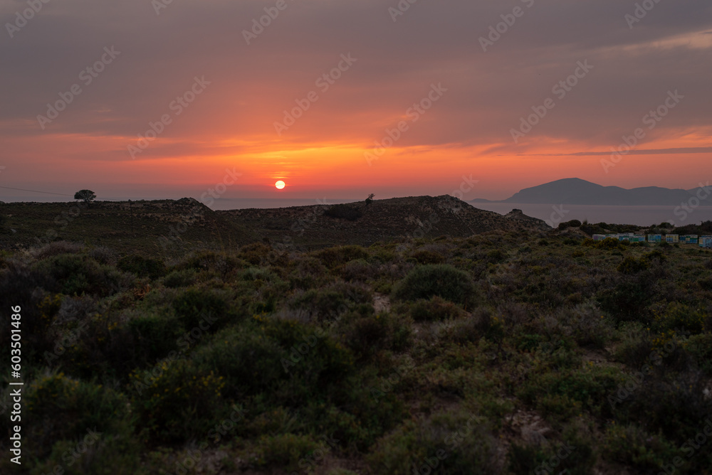 sunset evening greece kos island postcard wallpaper orange sky landscape