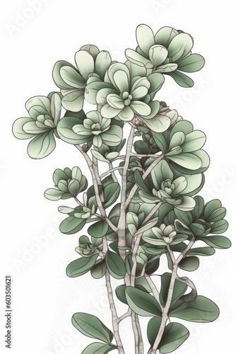 Jade Plant Crassula Ovata .Abstract Geometric Art. Generative AI