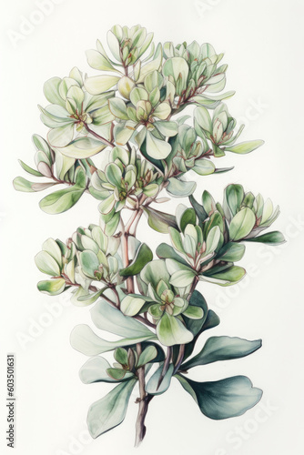 Jade Plant Crassula Ovata .Abstract Geometric Art. Generative AI