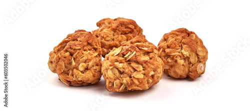 Homemade oat cookies, isolated on white background. © GSDesign
